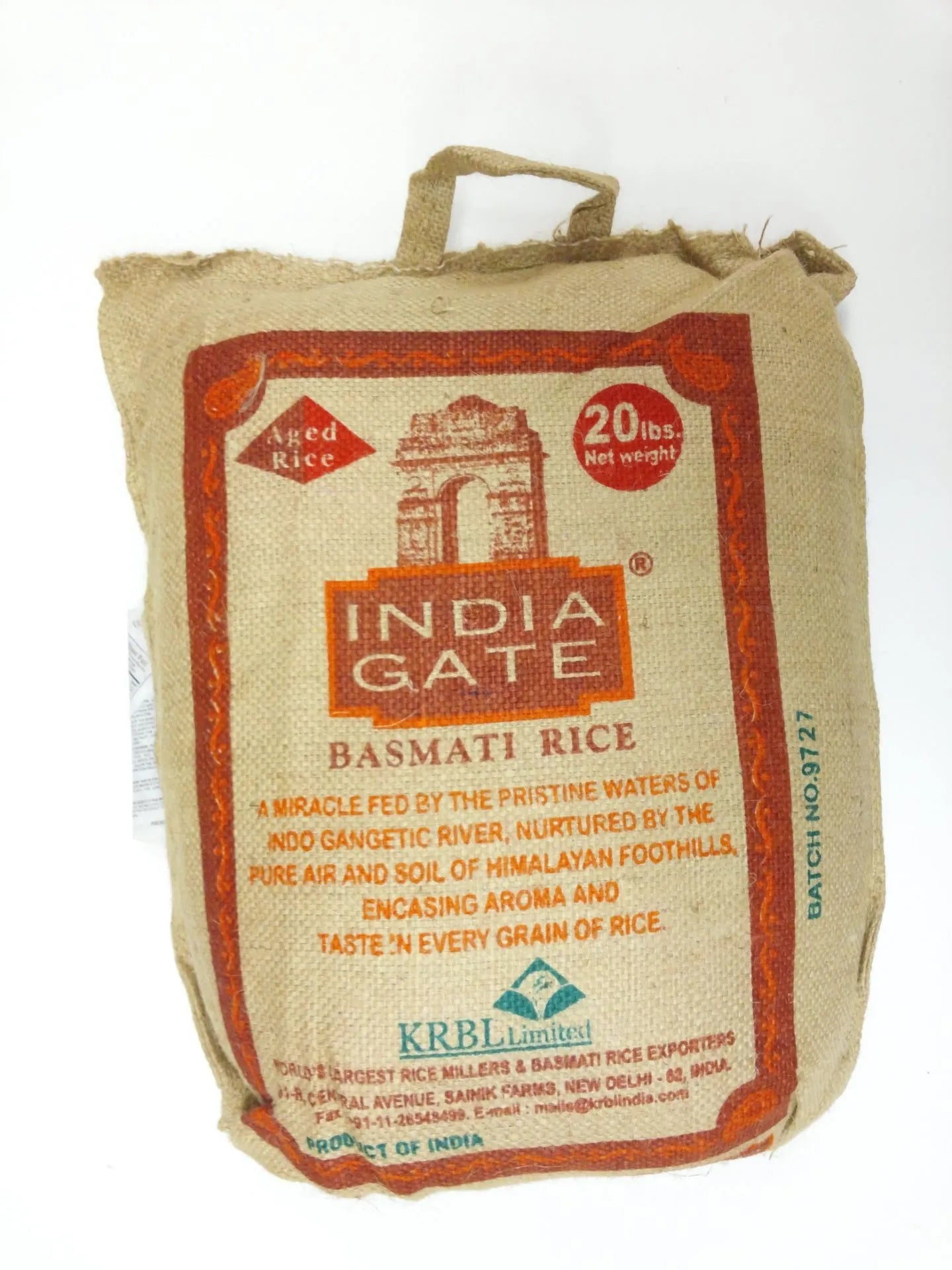 India Gate Basmati Rice, 20 lb