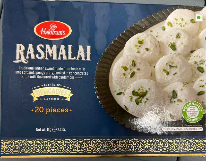 Haldiram's Rasmalai, 20 Pieces, 1 kg (Frozen)