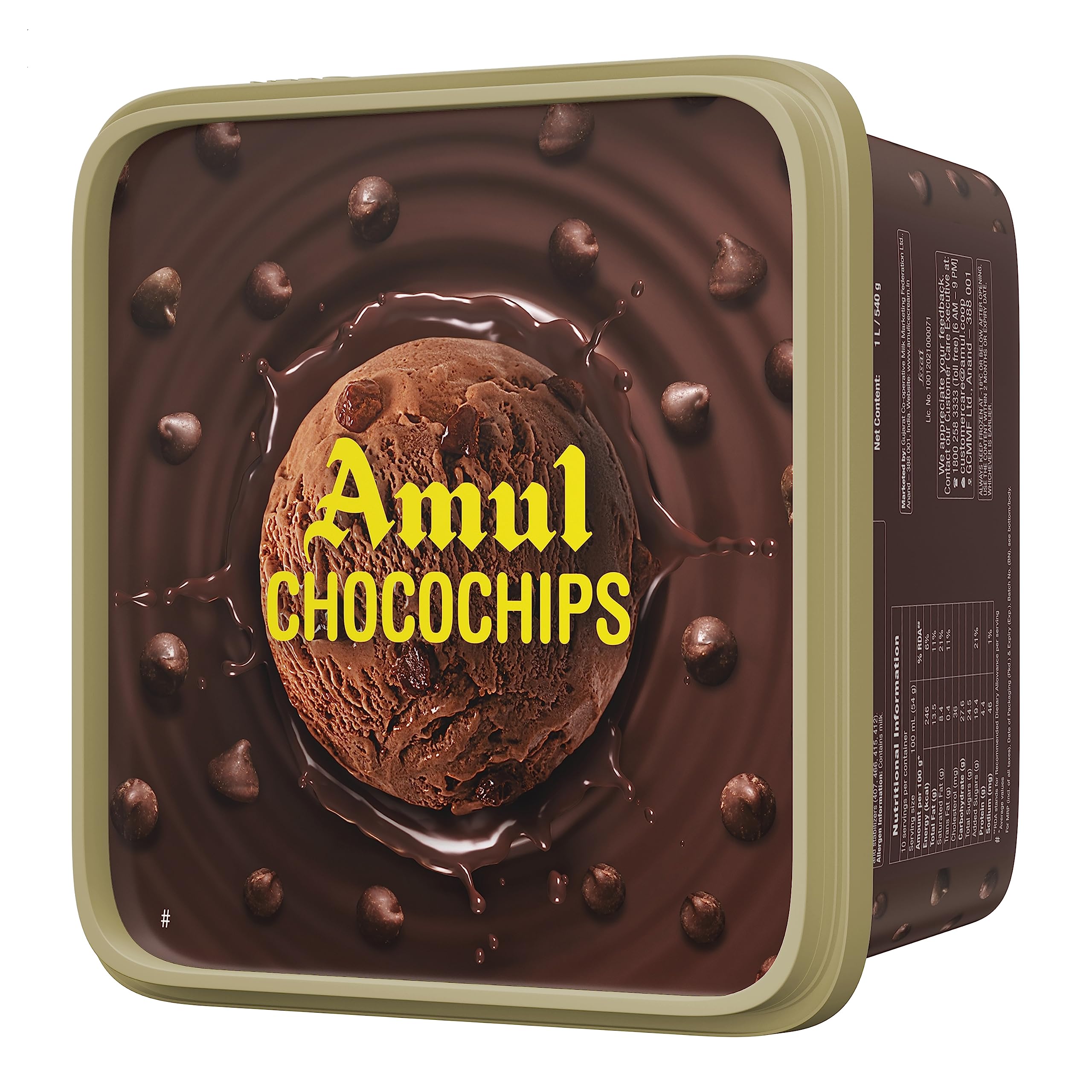 Amul Choco Chips Ice Cream, 1 litre (Frozen)