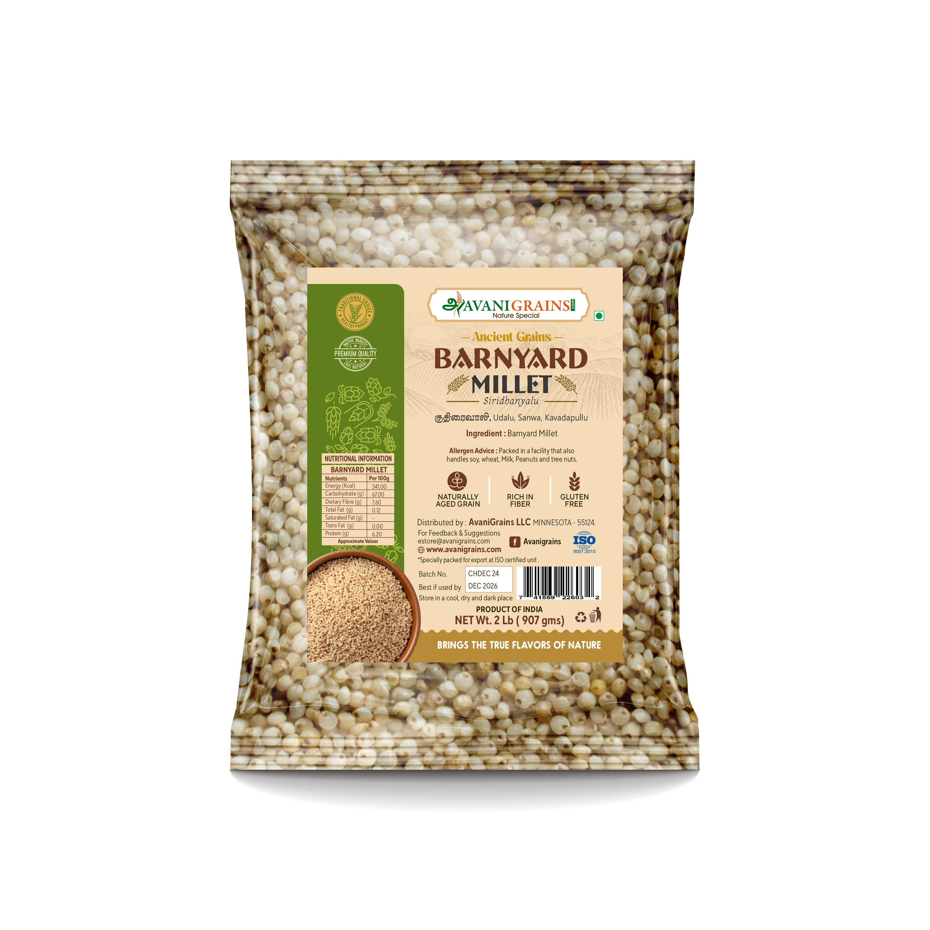 Avani Grains Barnyard Millets, 2 lb