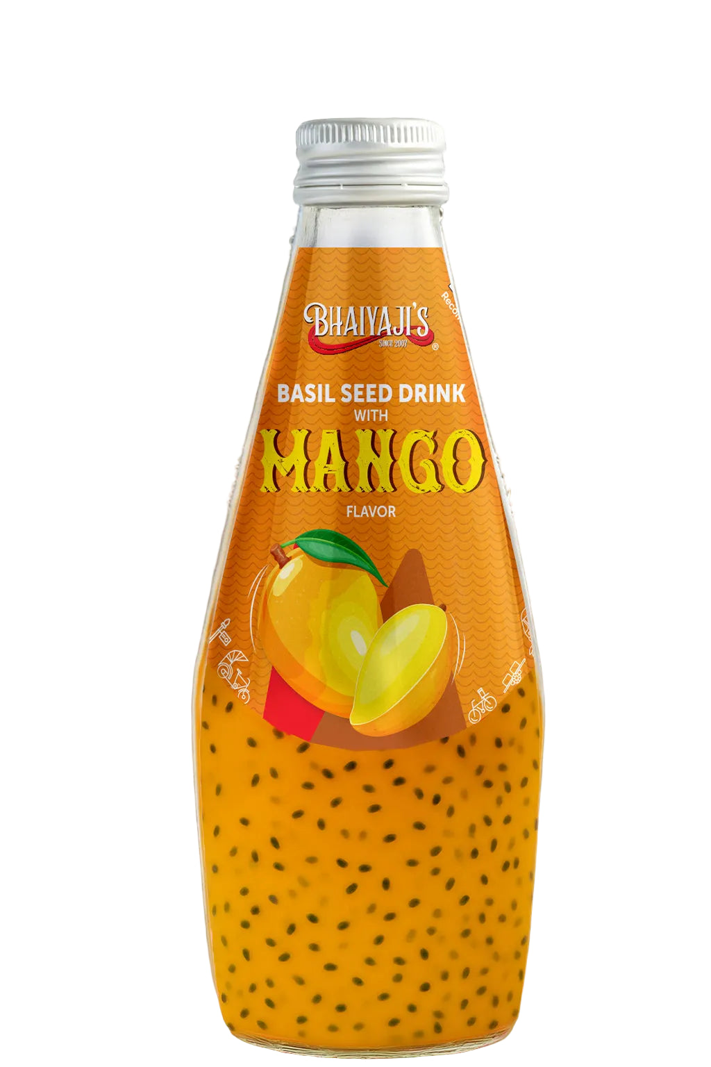 Bhaiyaji Basil Seed Drink - Mango, 290 ml