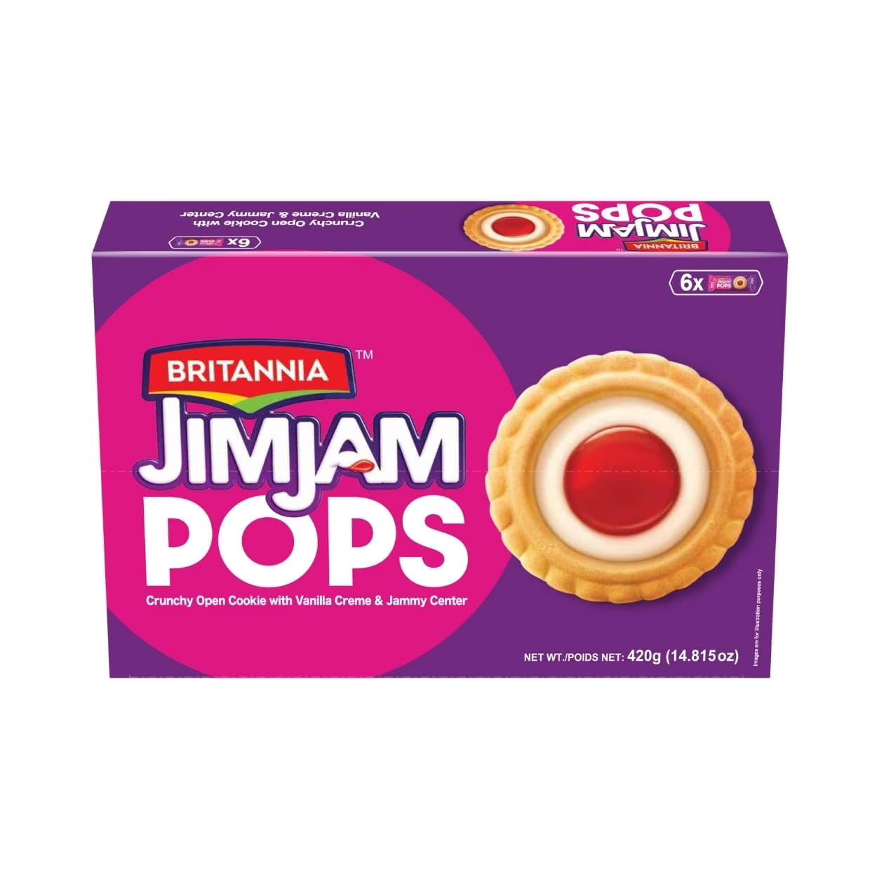 Britannia Jim Jam Pops Cream Biscuits, 5 packs, 420 g, Family Pack