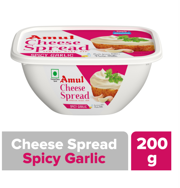 Amul Cheese Spread - Spicy Garlic, 7 oz (200 g)