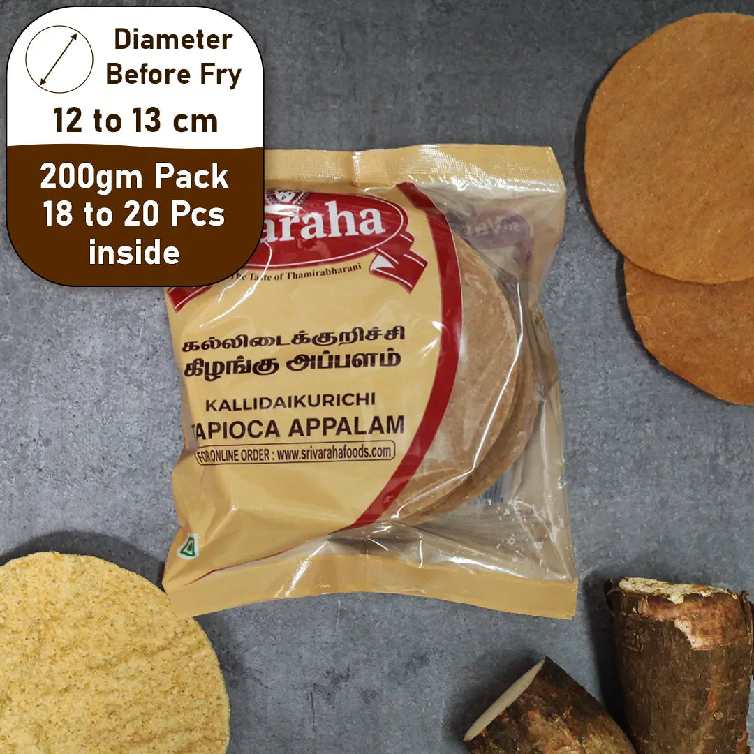 Sri Varaha Kizhzngu Appalam (Tapioca Papad), 200 g