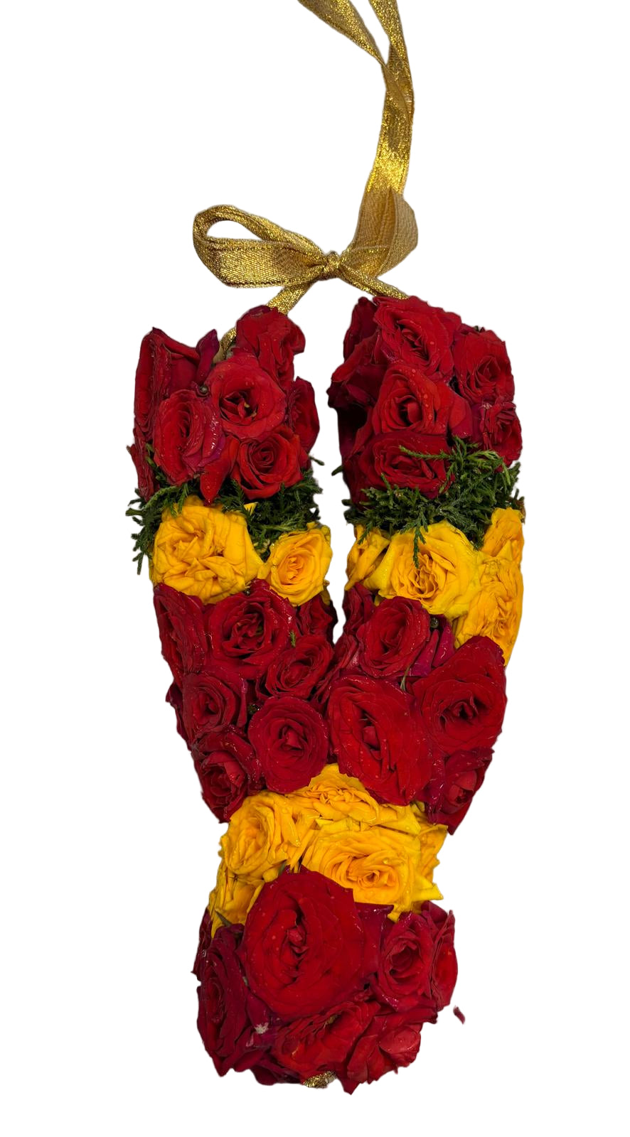 Fresh Garland - 1 ft On Each Side (Red & Yellow Button Roses)