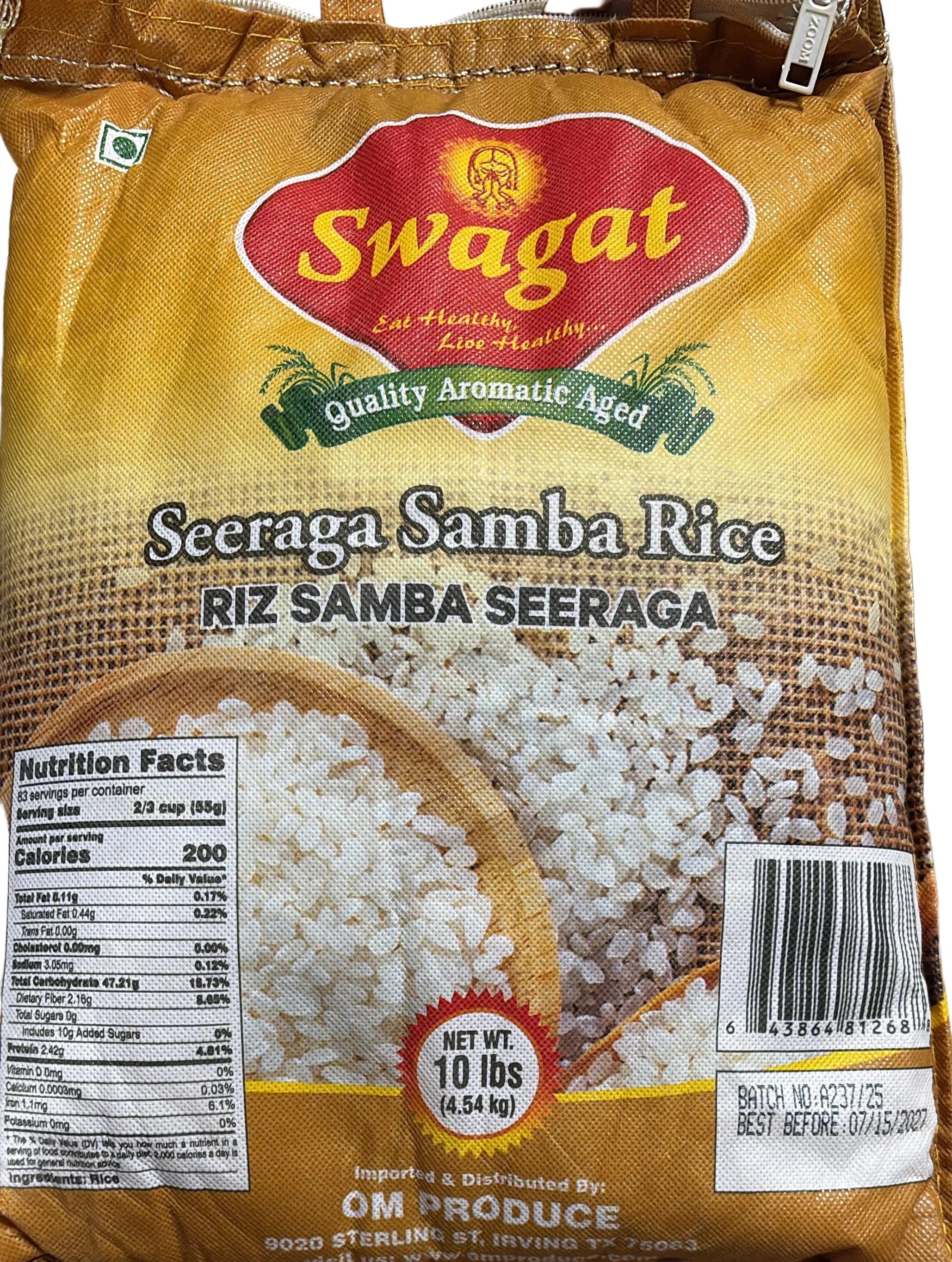 Swagat Seeraga Samba Rice, 10 lb