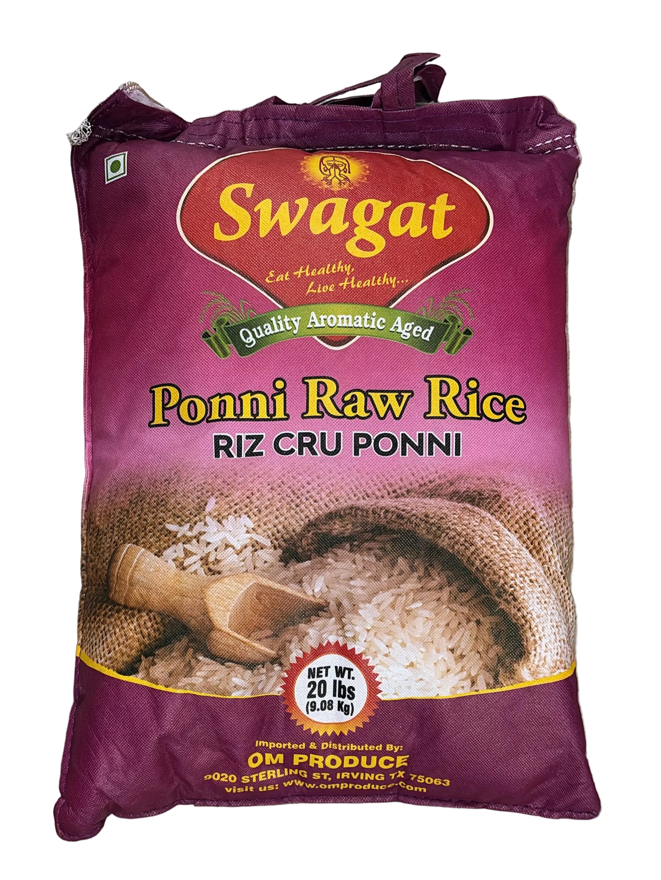 Swagat Ponni Raw Rice, 20 lb