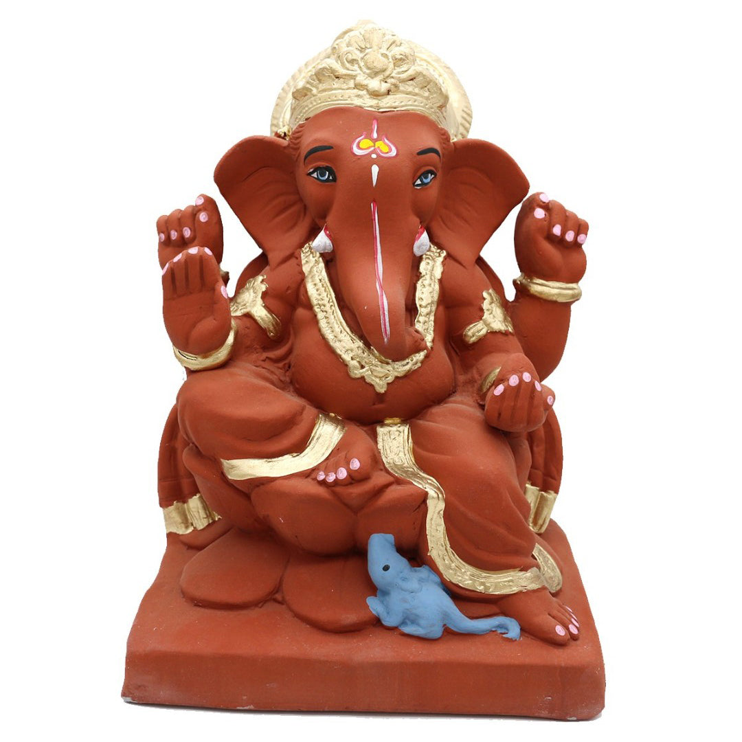 Ganesha Clay Murthi, 10" Height, Dissolves within 30mins, Eco Friendly (74652)***NO RETURNS***