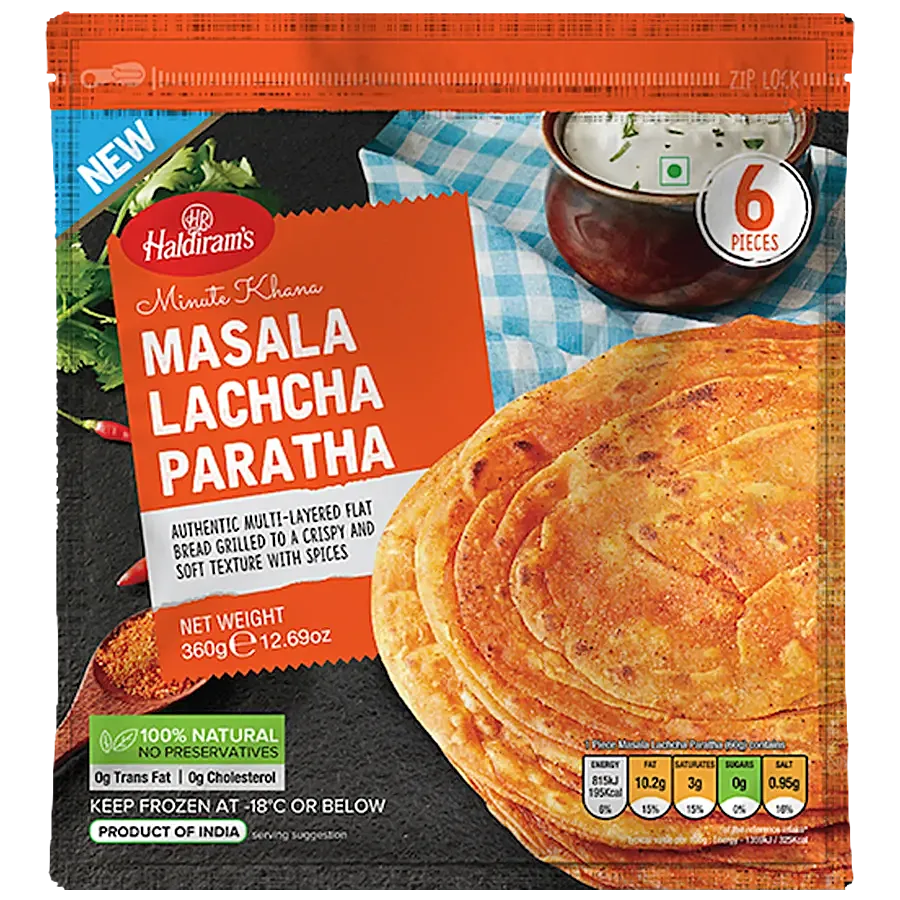Haldiram's Masala Lachcha Paratha, 6 Pieces, 360 g, (Frozen)