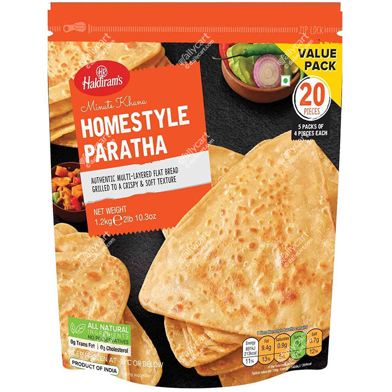 Haldiram's Home Style Paratha, 20 Pieces, 1.2 kg, (Frozen), (Value Pack)