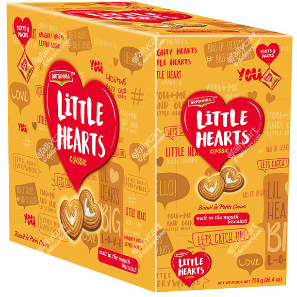 Britannia Little Hearts Biscuits, Pack of 10, 750 g, Family Pack