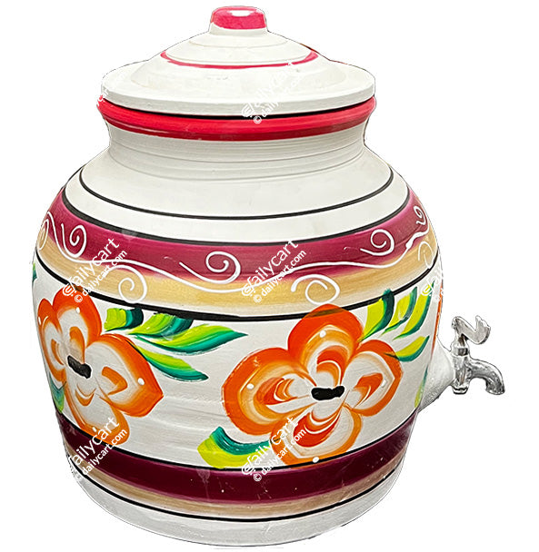 Colored Clay Matka with Stainless Steel Tap