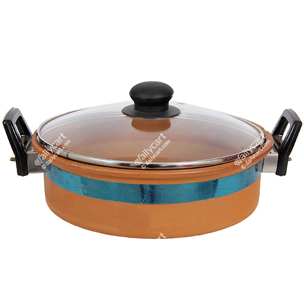 Red Clay Handi with Glass Lid, 4 litre