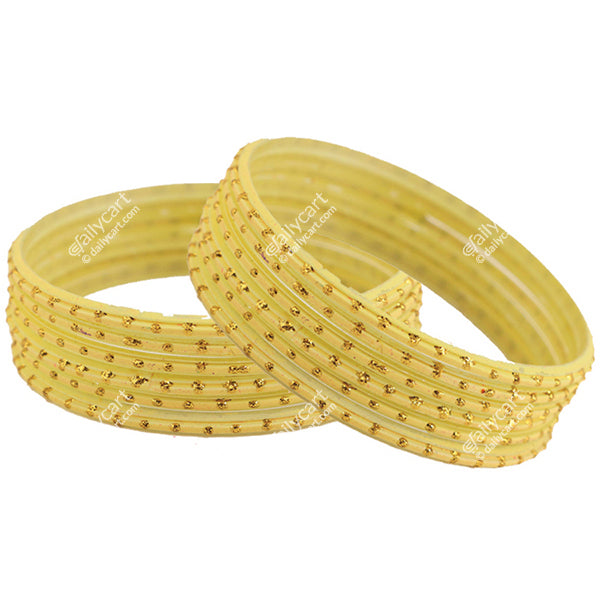 Cream Glass Bangles, Size - 2.8