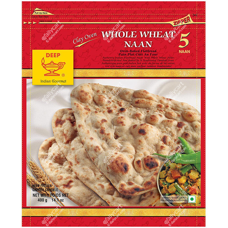 Deep Whole Wheat Naan, 5 Pieces, 400 g, (Frozen)