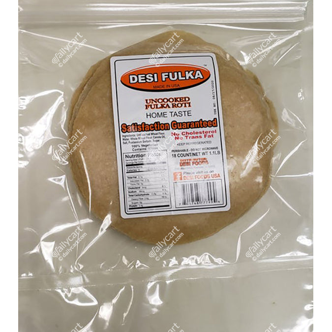 Desi Fulka - Uncooked Fulka Roti, 18 Pieces