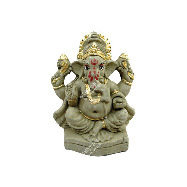 Ganesha Clay Idol, Dissolves within 30mins, 4" Height (O91150)***NO RETURNS***