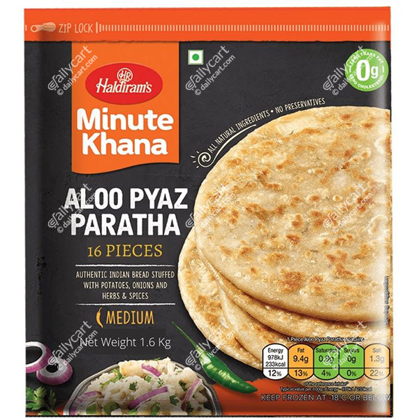 Haldiram's Aloo Pyaz Paratha, 16 Pieces, 1.6 kg, (Frozen), (Value Pack)