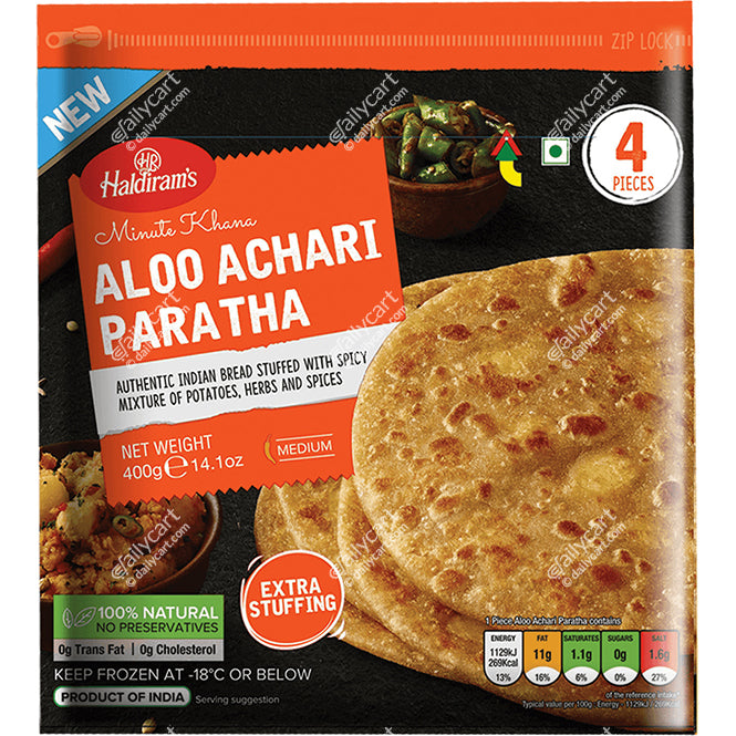 Haldiram's Aloo Achari Paratha, 4 Pieces, 400 g, (Frozen)