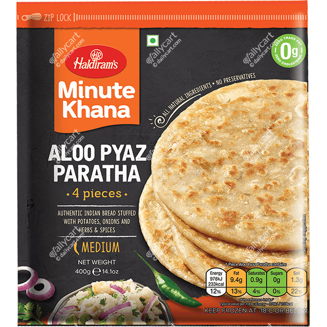 Haldiram's Aloo Pyaz Paratha, 4 Pieces, 400 g, (Frozen)
