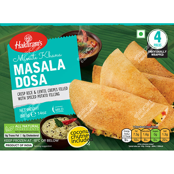 Haldiram's Masala Dosa, 4 Pieces, 397 g, (Frozen)
