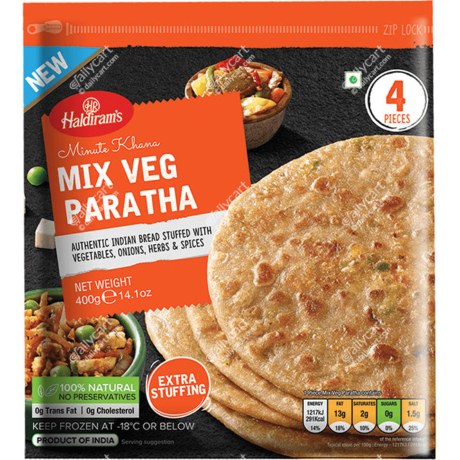 Haldiram's Mix Vegetable Paratha, 4 Pieces, 400 g, (Frozen)