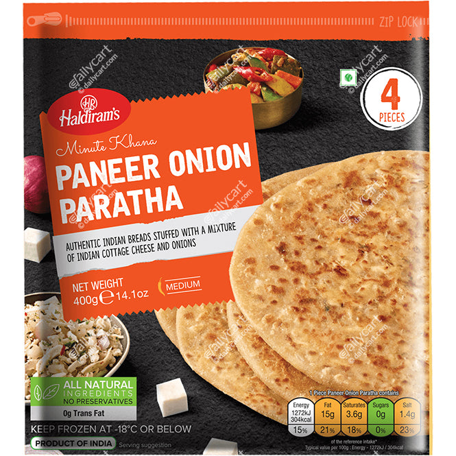 Haldiram's Paneer Onion Paratha, 4 Pieces, 400 g, (Frozen)