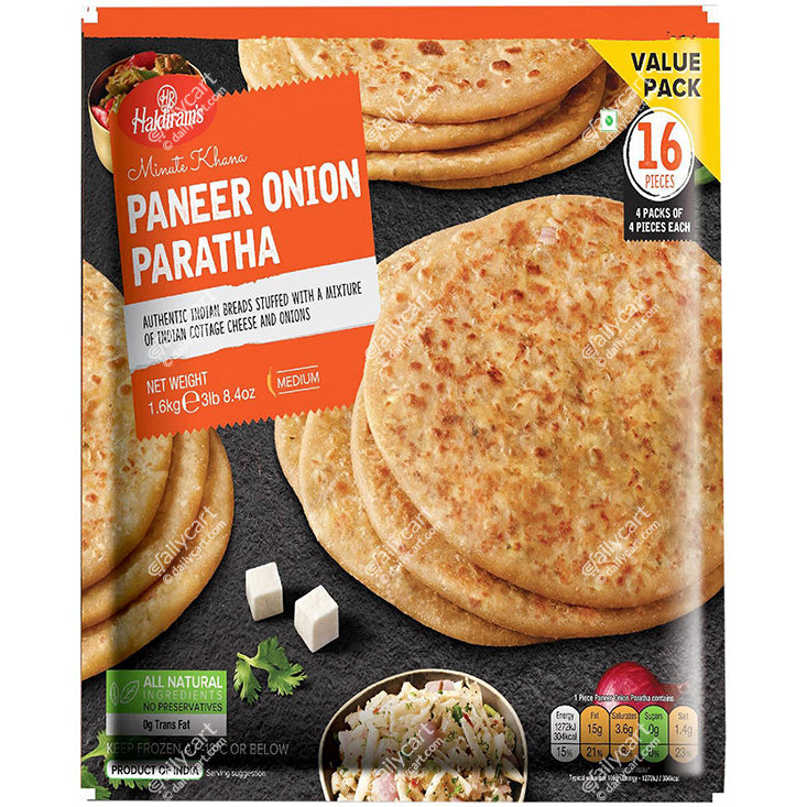 Haldiram's Paneer Onion Paratha, 16 Pieces, 1.6 kg, (Frozen), (Value Pack)