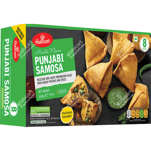 Haldiram's Punjabi Samosa with Chutneys, 8 Pieces, 650 g, (Frozen)