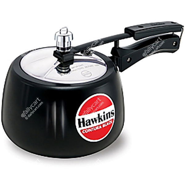 Hawkins Contura Black Hard Anodised Pressure Cooker, 3 litre