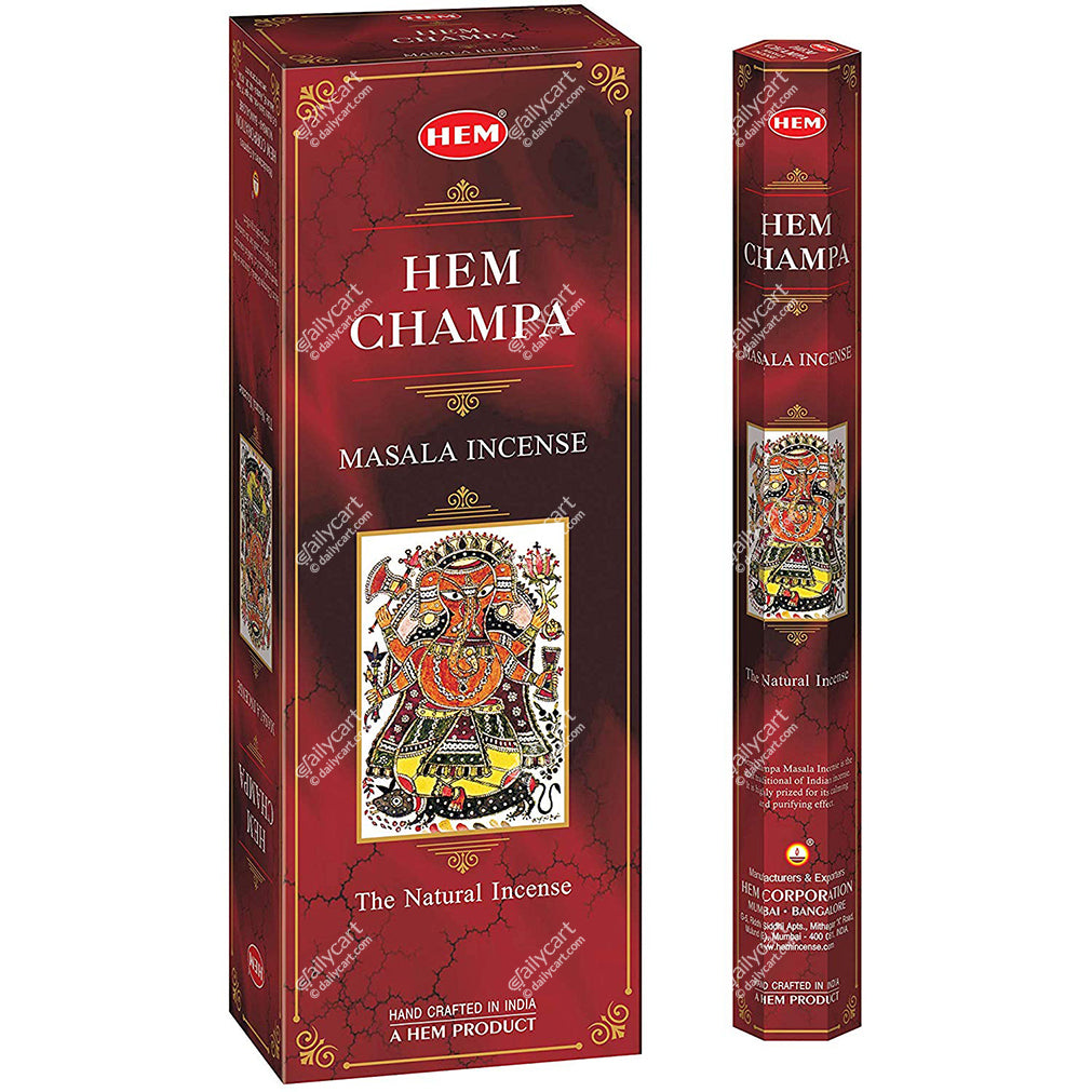 Hem Precious Champa Incense Sticks, 20 Sticks, Pack of 6 Tubes