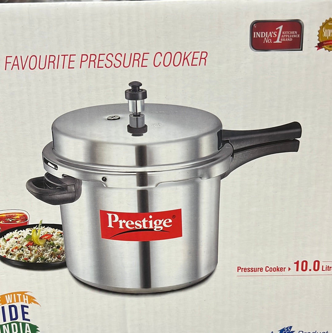 Prestige Popular Aluminum Pressure Cooker, 10 liter
