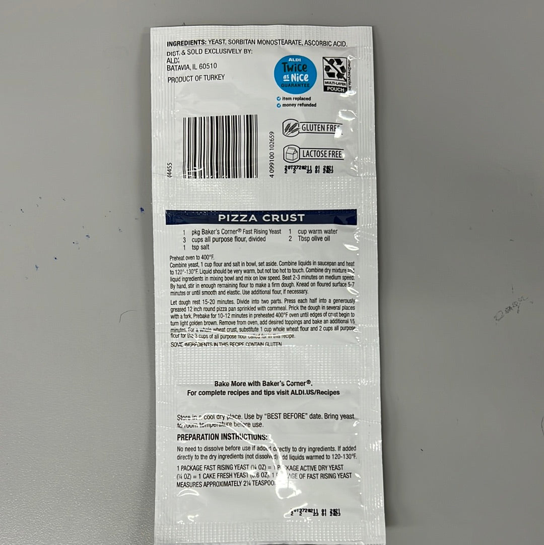 Bakers Corner Instant Yeast, 3 Packs of 7 g