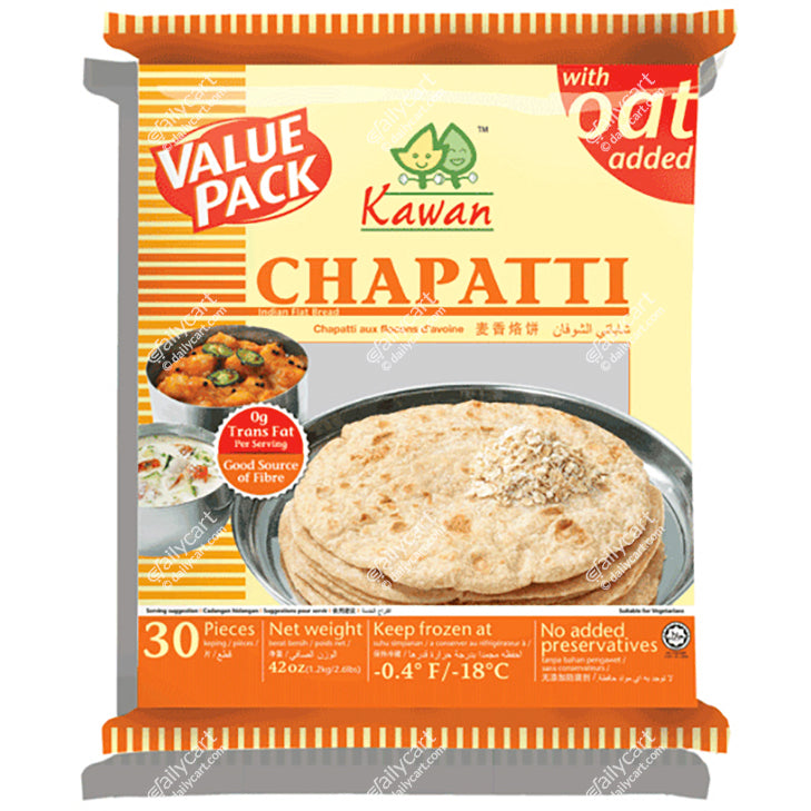 Kawan Oat Chapati, 24 pieces, (Frozen)