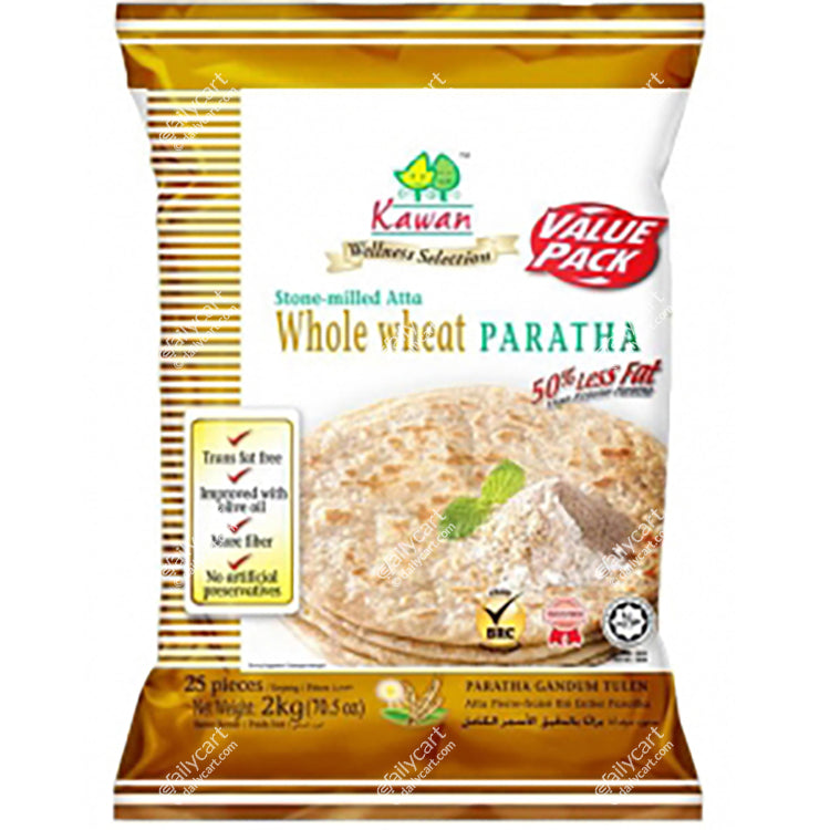 Kawan Whole Wheat Paratha, 25 pieces, 2 kg, (Frozen)