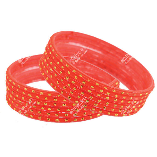 Orange Glass Bangles, Size - 2.8
