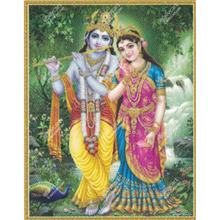 God Poster - Krishna with Radha, 10" x 14" Inch