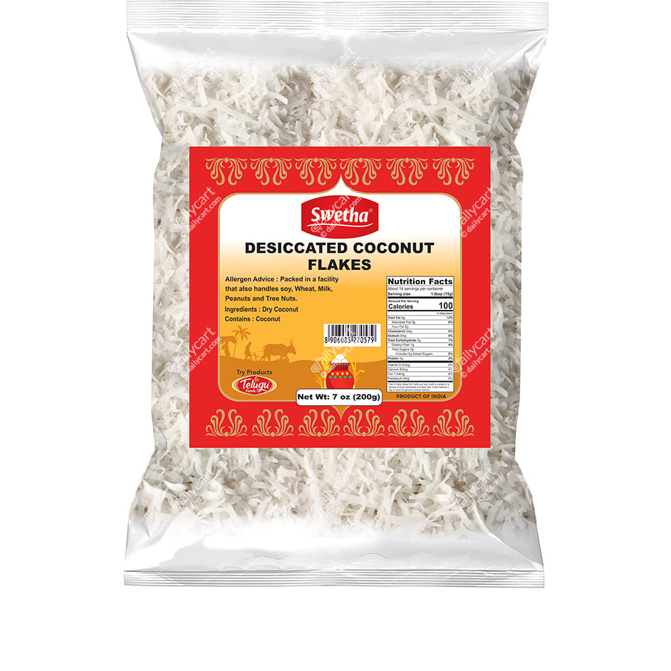 Swetha Dessicated Coconut Flakes, 200 g
