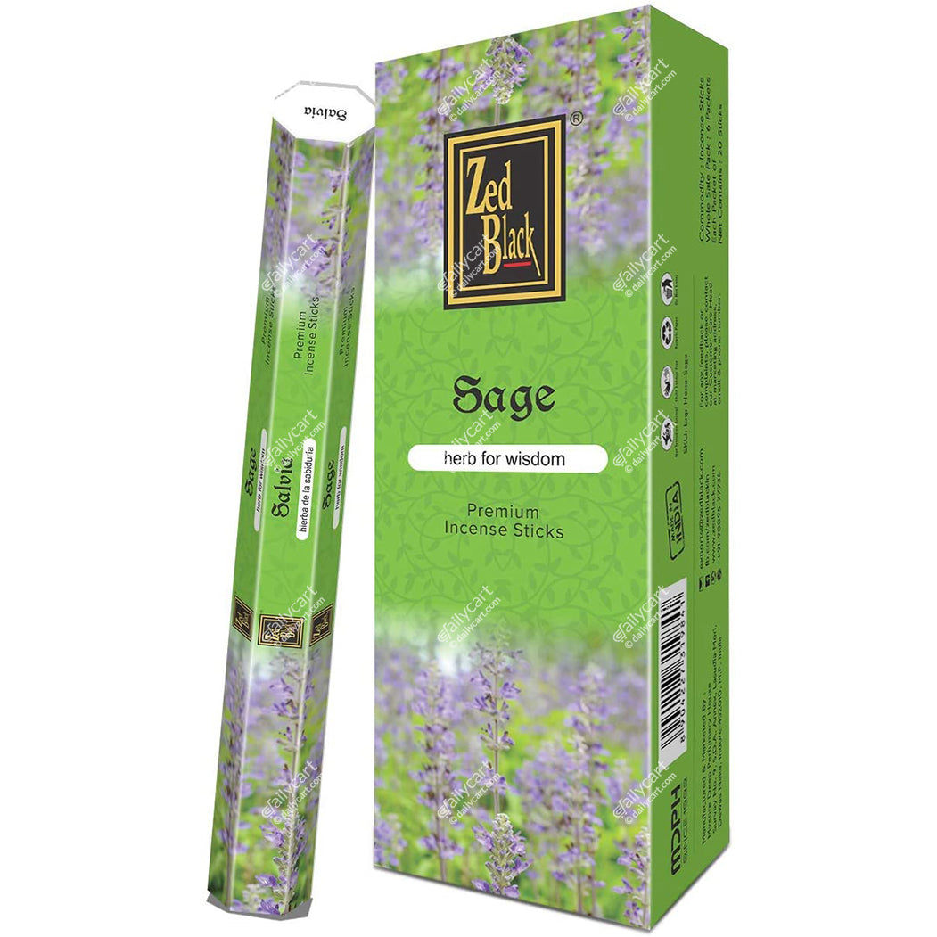 Zed Black White Sage, 20 Sticks, Pack of 6 Tubes