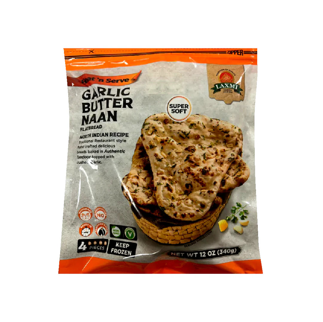 Laxmi Garlic Butter Naan, 12 Pieces, (Frozen)