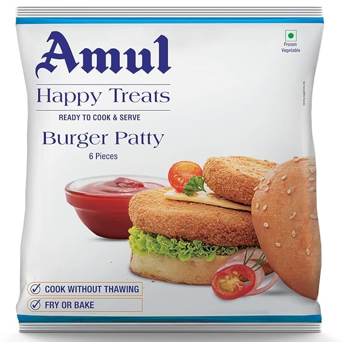 Amul Veg Burger Patty, 360 g, (Frozen)