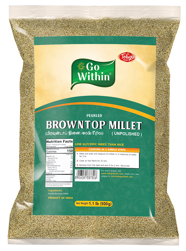 Telugu Foods Go WithIn Brown Top Millets, 2 lb