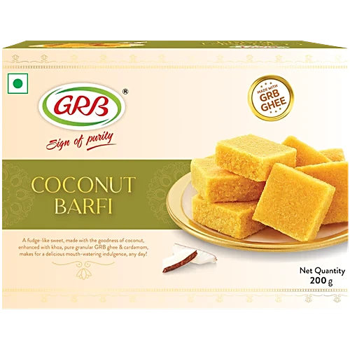 GRB Coconut Burfi, 340 g, (Frozen)