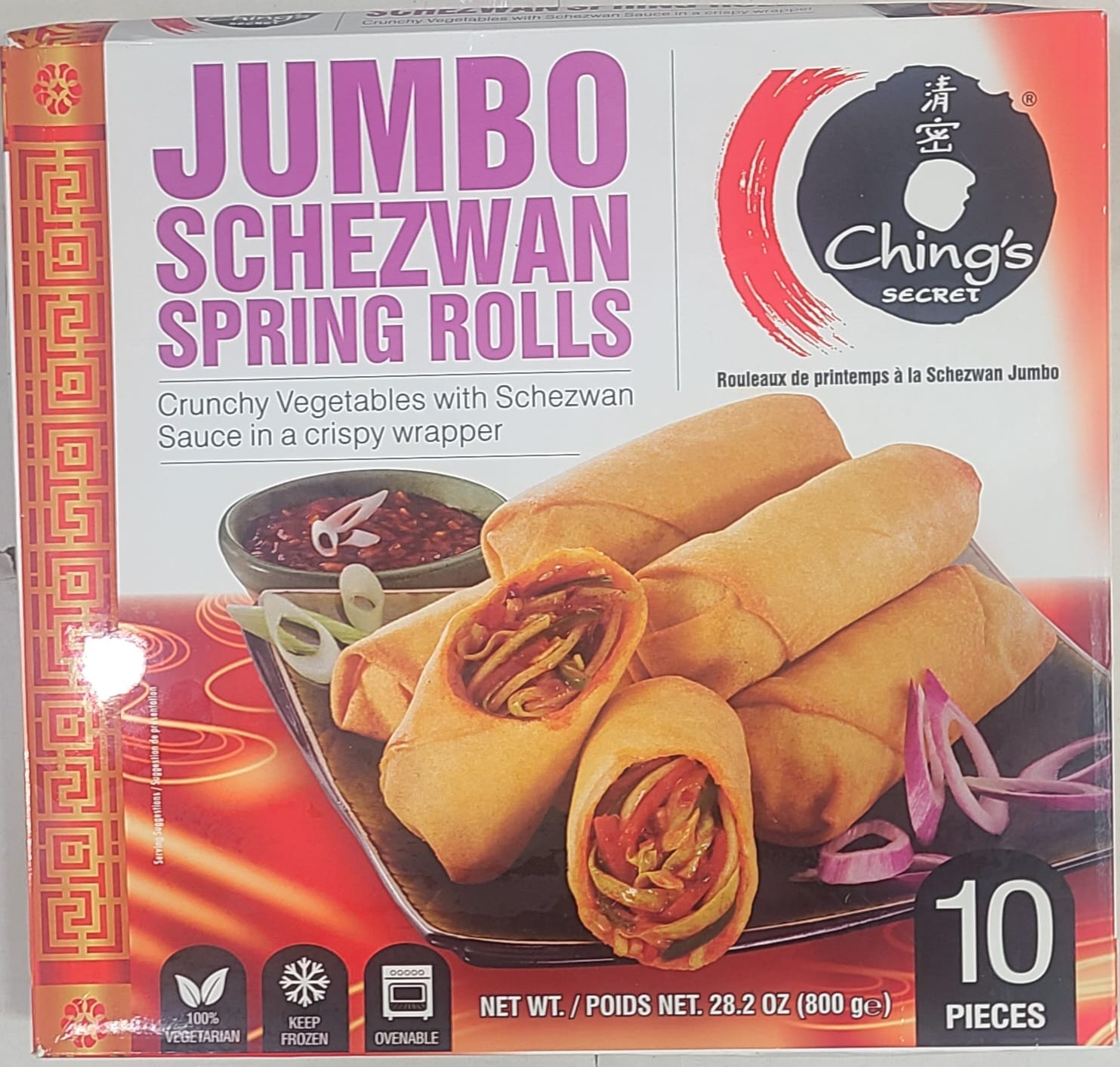 Ching's Jumbo Schezwan Spring Rolls, 10 Pcs, 800 g, (Frozen)