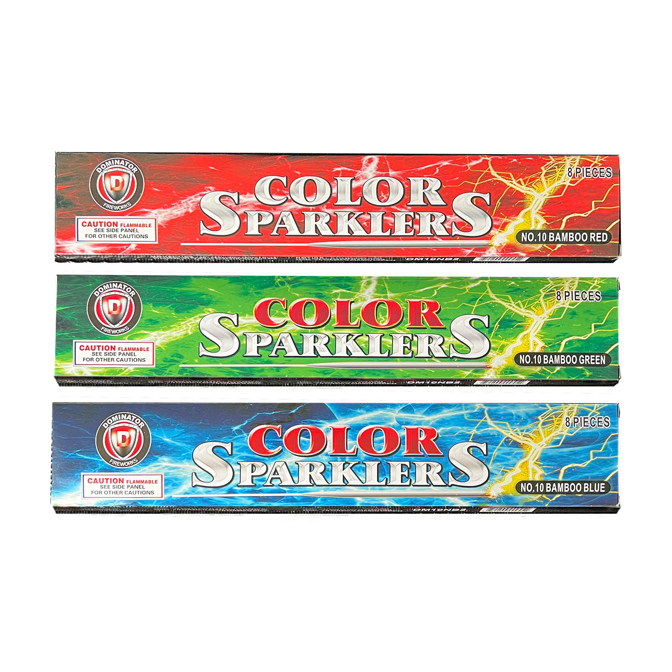 Color Sparklers, 10" long, 8 Sparklers in Pack, 3 Pack