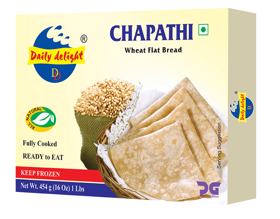 Daily Delight Whole Wheat Chapati,  1 lb, (Frozen)