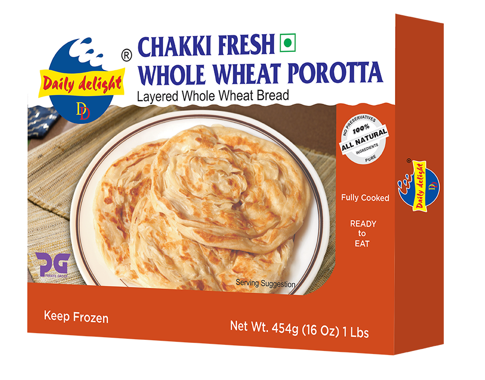 Daily Delight Chakki Fresh Whole Wheat Parota, 1 lb, (Frozen)