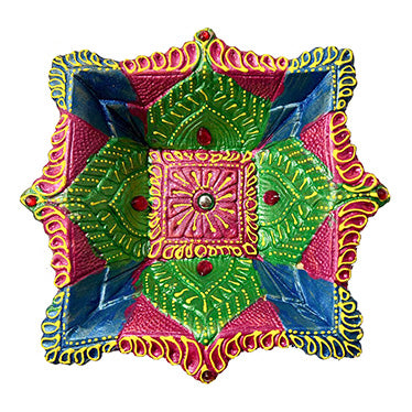 Diwali Decorated Clay Diya, 1 Piece, (DC-102)