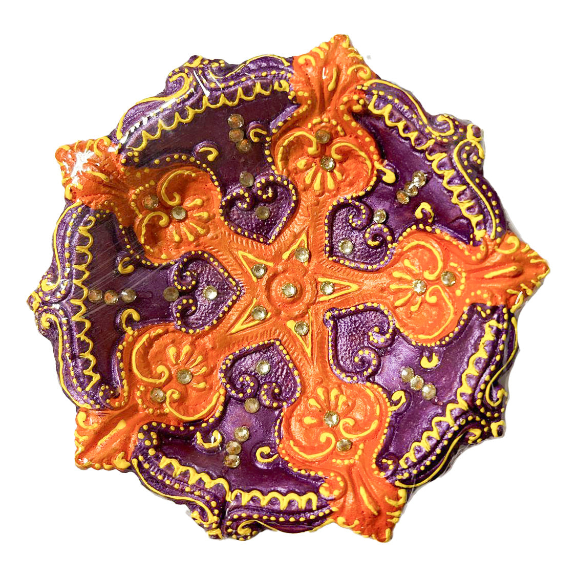 Diwali Decorated Clay Diya, 1 Piece, (DC-103)