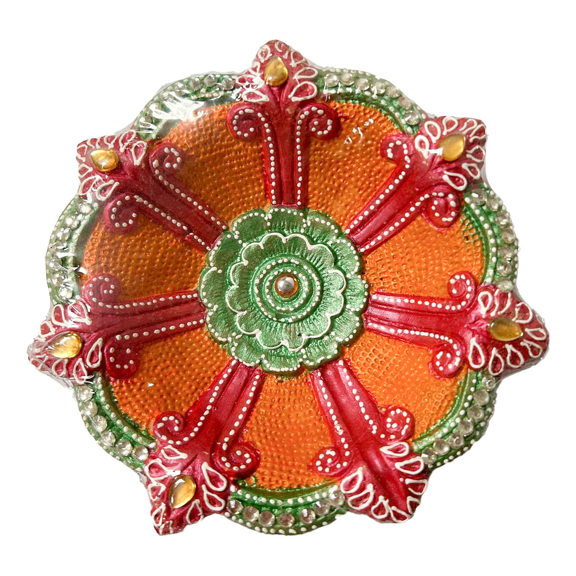 Diwali Decorated Clay Diya, 1 Piece, (DC-104)